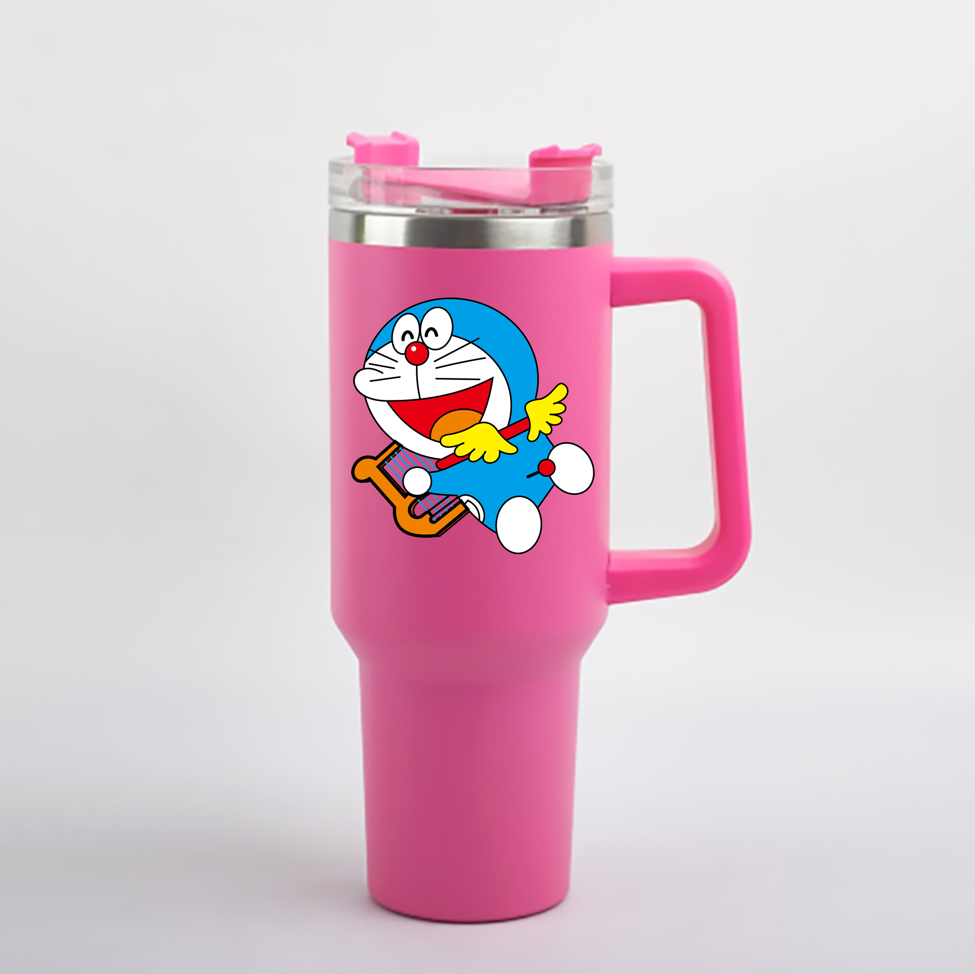 （画像用） ドラえもん Doraemon 1200mL車用タンブラー - クリスタルステッカー（プラスチックストロー付き）